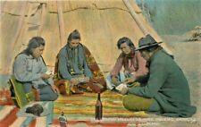 Oregon Indians Gambling smoking drinking Native American c1910 Postcard 22-6647 picture
