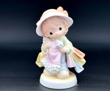Rare Precious Moments Vintage Shopping Girl Figurine Perfect Christmas Gift. picture