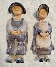 Two Decorative Handmade/Painted Figures Folk Art Wall Hangings or Standing 3