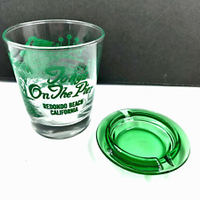 Tony's on the Pier Coctail Bar Glass & Vintage Green Glass Ashtray  picture