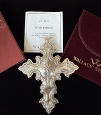 2005 Wallace Silversmiths Grand Baroque Sterling Silver Cross Pendant Ornament picture
