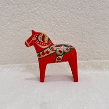 Vintage Nils Olsson Dala Horse Sweden Red Hand Painted Wood Folk Art 4