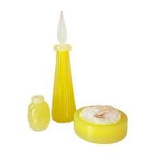 Vintage Murano Three Piece Vanity Set by Seguso - Handblown Yellow Art Glass picture