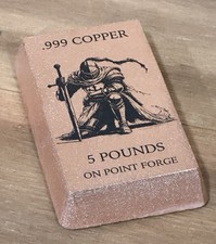 5 Lb .999 Solid Copper Bar | Knight Of Honor Hand poured  copper bullion picture
