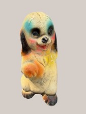 Vintage 1930s Carnival Chalkware Puppy Dog Figurine 7” Tall picture