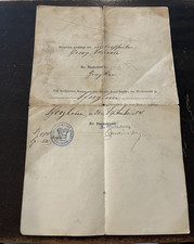 Antique German Germany Birth Certificate 1885 Pforzheim Georg Bauerle Teamster picture