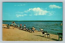 Gladstone MI, Van Cleve Park, Bathing Beach, Bay, Michigan Vintage PostcardÂ Â  picture