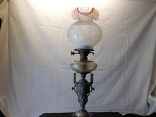 R.Hollins & Co.,Boston,Mass. Antique c1870's Oil Lamp Pewter&Etched Glass picture