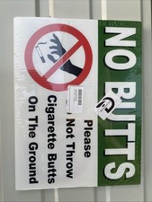2 PC No Cigarette Butts Sign, 9X12 DS Coroplast No Littering Sign Outdoor, Pleas picture