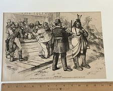 1871 Harpers Weekly -Thomas Nast “No Native American Voting”-Political Print picture