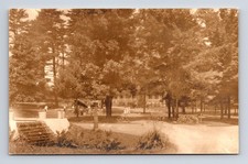 RPPC Outdoor Picnic by Inn Old Car People Unknown Location Postcard picture