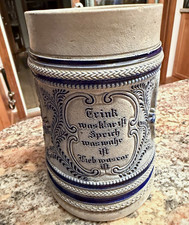 Antique Reinhold Hanke #233 German Beer Stein 0.5L Cobalt Stoneware No Lid picture