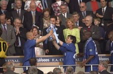 Gianluca Vialli Gianfranco Zola of Chelsea lift FA Cup together af- Old Photo picture