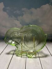 Vintage Uranium Glass Bunny Rabbit Candy Dish 10