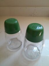Vintage MCM Large Federal Housewares Glass Salt & Pepper Shakers w/Green Tops  picture