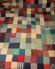 Vintage Handmade Patchwork Quilt Multi-Color Plaid Gingham Hand-Tied Thick picture