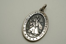 Vintage Heavy St. Christopher Protect Us Pendant 3.2cm JB47 picture