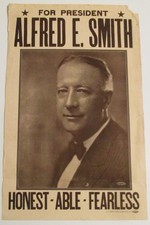 Original 1928 For President Alfred E. Smith Poster Honest Able Fearless picture