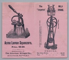 1890s Acme Lemon Squeezer Imperial Milk Shake Advertising Brochure picture