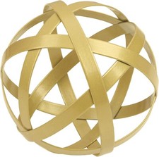 Metal Decorative Sphere for Home Decor - Distressed Gold, Hand Painted picture
