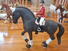 Schleich Horse BLACK FRIESIAN STALLION Riding Tournament 42457 Rider & Saddle picture