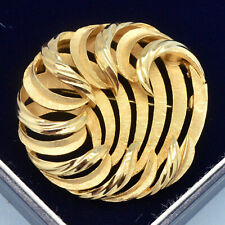 Vintage Brooch TRIFARI  1960s Large Stylised Waves Goldtone Bridal Jewellery picture