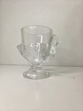 Vintage Clear Glass Chicken Egg Cup Holders Made in France PRISTINE picture