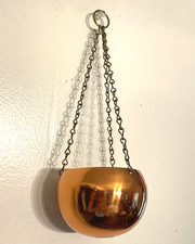 Coppercraft Guild Copper Hanging Planter VTG Roly Poly Succulent Vine Flower Pot picture