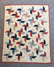 Vintage Pinwheel Red White & Blue 4th of July Patriotic Quilt Handmade  57 x 70” picture