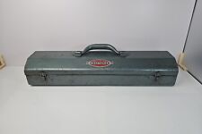 Vintage 1950's Craftsman Crown Top Low Tombstone Grey Portable Tool Box Chest picture
