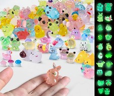 100 Pcs Luminous Mini Resin Animals Tiny Resin Animals Bulk, Glow in the Dark to picture