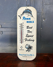 Penn Reels Vintage Fishing Water Sport 1950-60’s Advertising Thermometer Sign picture