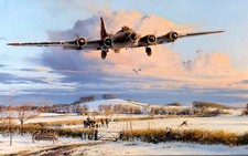 Winter's Welcome by Robert Taylor aviation art print signed by WWII B-17 Pilots picture