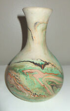 Nemadji Pottery Vase Green Brown Orange 6.25