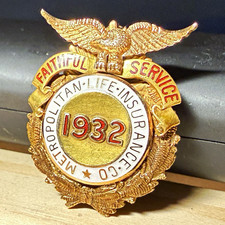 Antique 1932 Metropolitan Life Insurance 14K Gold Pin - Robert Stoll (Orig. Box) picture