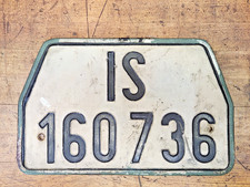 Vintage License Plate County Iceland trapezoidal shape clipped corners post WWII picture
