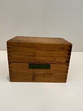 Vintage Hinged Wooden Recipe Index Card File Box w/ Dovetailed Corners & Recipes picture