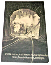1912 GREAT NORTHERN ORIENTAL LIMITED HORSESHOE TUNNEL WASHINGTON POST CARD picture