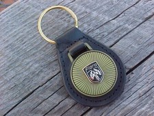 1980s Pontiac Fiero NOS Leather Key Fob Antique Gold Medallion Unique Quality picture