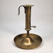 VTG Brass Chamber Candle Stick Holder, Push Up, Finger Loop Circa 1830s Estate picture