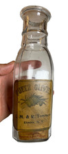 Antique 1890s Olive Olives TOMPKINS Labeled Label Bottle Jar Elmira New York NY picture