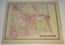 1869 HARTFORD VERMONT MAP from F. W. Beers Atlas 12.75 x 15.75