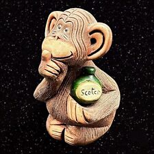 Artesania Rinconada Chimp Scotch Bottle Figurine Signed VTG Retired 3.75”T 2”W picture
