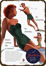 1951 JANTZEN FIGUREMAKER SWIMSUIT Vintage Look METAL SIGN - SEXY RED-HEAD WOMAN picture