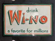 Vintage 1940’s Drink Wi- No Tin Soda Sign Rare Original Embossed Orange Green picture