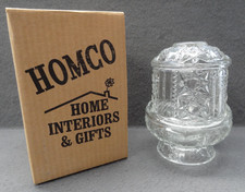 NEW Homco 1188-3BD Crystal Fairy Lamp Stars & Bar Votive Glass VTG Clear 3 Piece picture