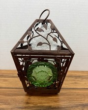 PartyLite La Rosetta Hanging Lantern Green Emerald Tea Candle Holder P7565 NEW picture