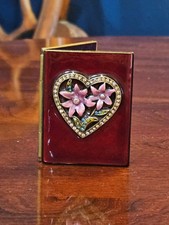 RARE JAY STRONGWATER WEDDING HEART FLORAL FOLDING TRAVEL CRYSTAL ENAMEL FRAME picture