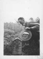 Old Vintage Photo SOLO MAN ID'D NAME JAMES WRIGHT CEMETERY GRAVE TOMBSTONE picture