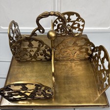 VTG RARE Ornate  Victorian Solid Brass Book Stand Caddy /Utility Caddy - READ picture